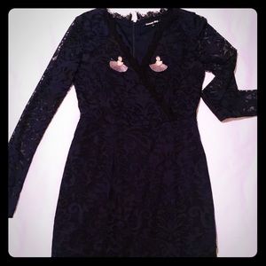 Lace Navy Blue low cut cocktail dress.